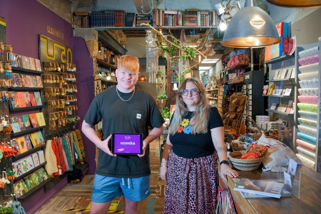 Miles stood on the shop floor of Uneeka with his manager