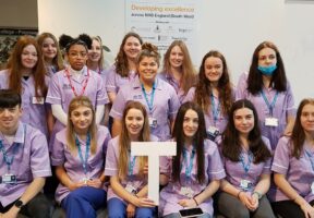 T Level Health Students Try On Their Uniforms For Their NHS Work Placements