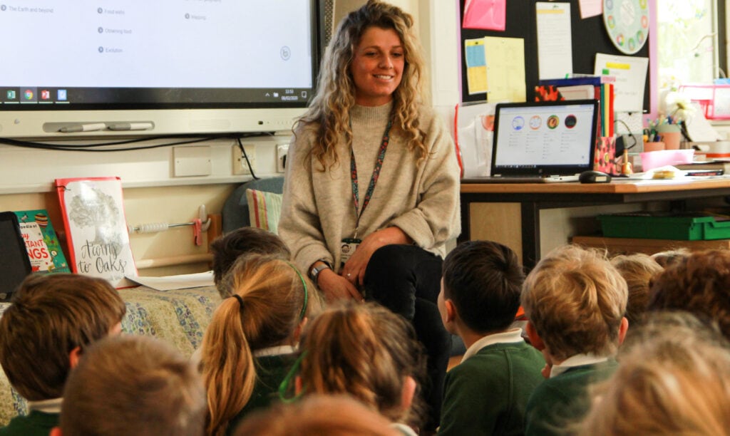 Jess teaching primary school children