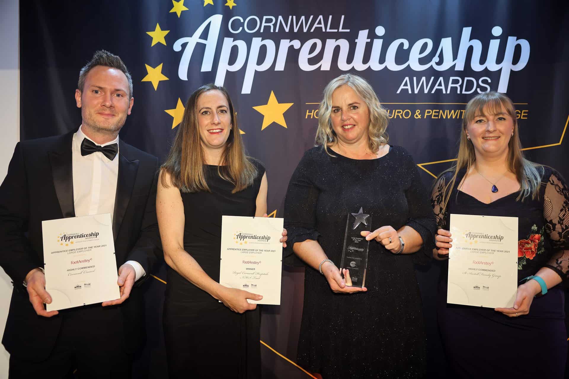 Winners and highly commended nominees from the SME employer category at the 2021 Cornwall Apprenticeship Awards.