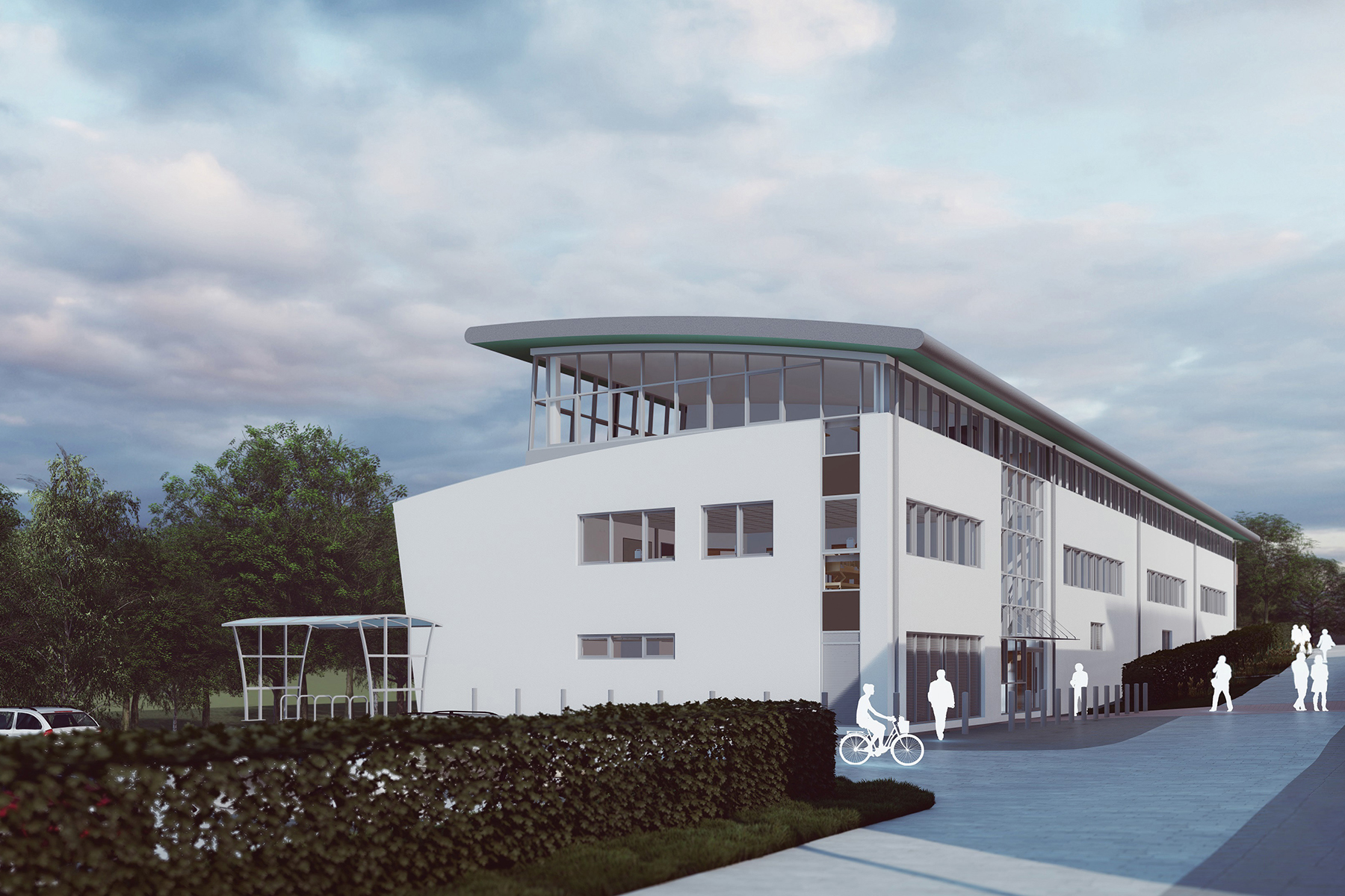 An artist impression of the outside of the new STEM and health skills centre in Bodmin.