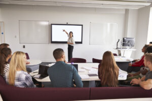 University Students attending a business related seminar.