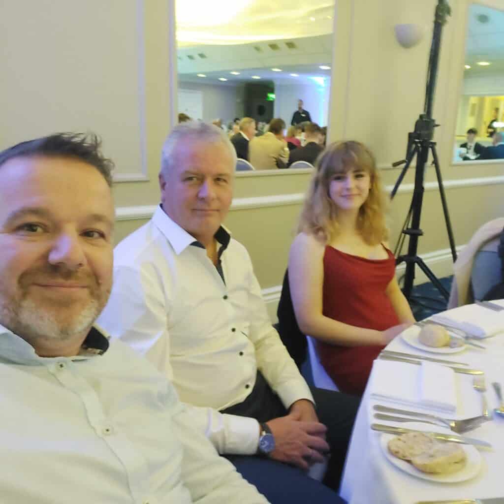 Tony, Andy And Lottie at the awards dinner.