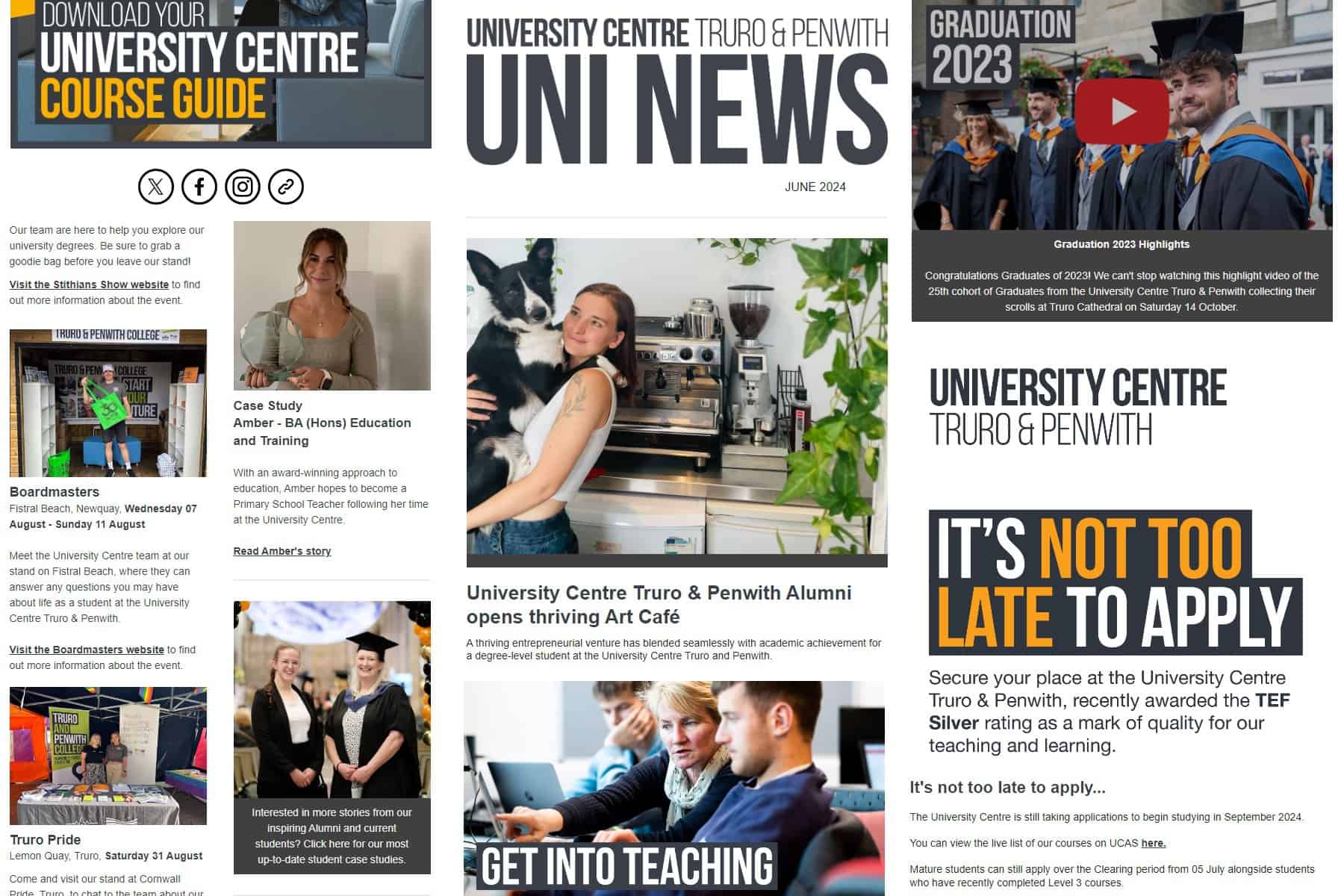 Uni Centre News Collage A selection of articles from our University Centre Truro & Penwith e-newsletter.