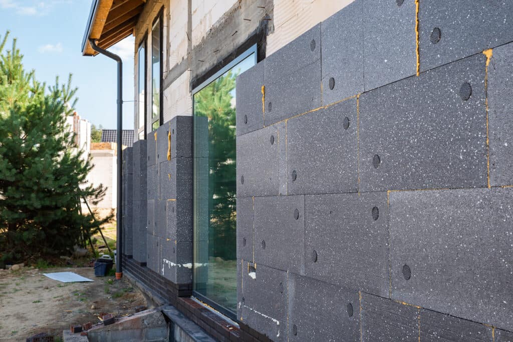 facade with thermal insulation of a single-family house
