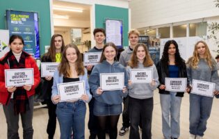 Oxbridge students' celebrate their successful offers to study at Oxford and Cambridge Universities.