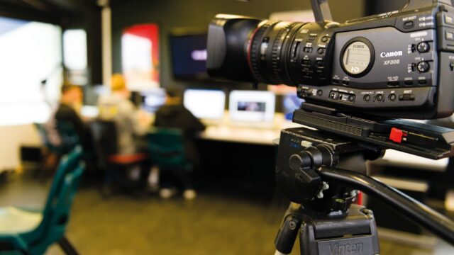 A close-up of a canon camera.