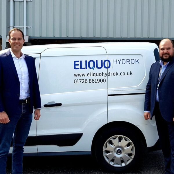 A Eliquo Hydrok van with Peter Wroe stood to the left and Tom Moran on the right.