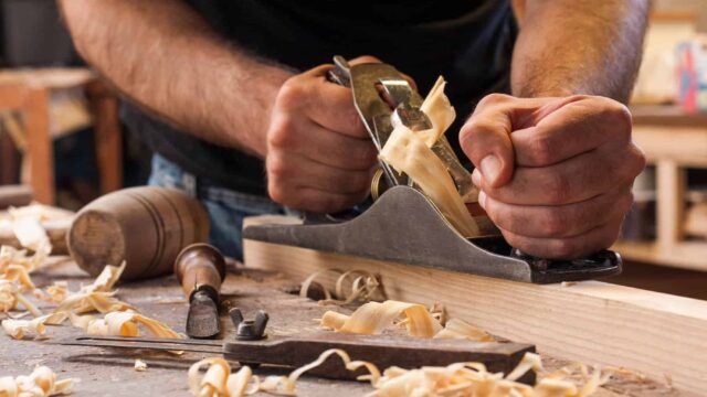 Closeup of wood shaving.