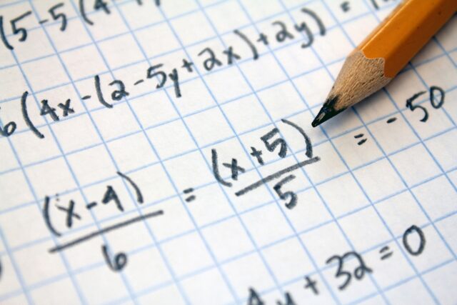 A close-up of maths equations.