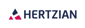 A Hertzian logo. The text reads 'Hertzian' in blue with a pyramid graphic to the left of the text.