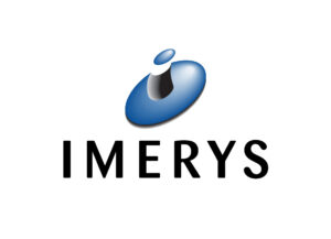 A logo for Imerys. The text reads 'Imerys' in black and there is a blue, unidentifiable graphic above the text.