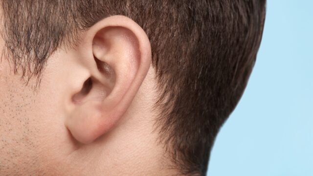 Young man, closeup of ear.