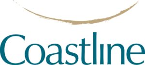 The coastline logo where the word coastline is in blue and there is a gold line above it.