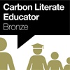 A logo that says Carbon Literate Educator Bronze in a speech bubble with silhouette people underneath.