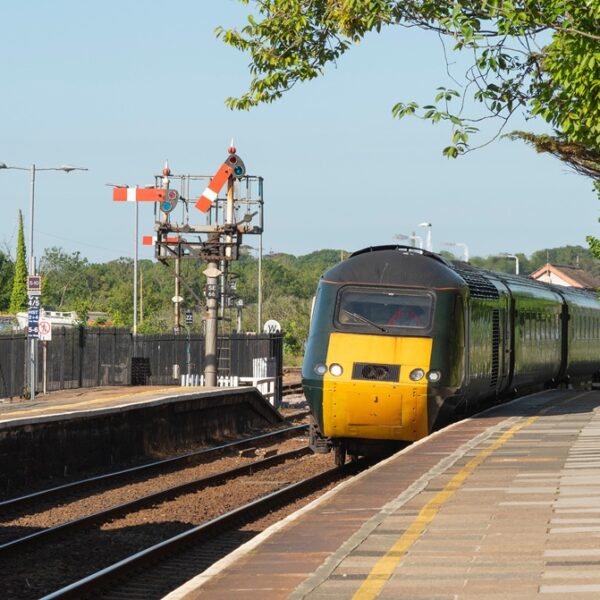 St Erth, Cornwall, England, UK. 2022. Penzance bound passenger train arriving at St Erth railway station in Cornwall. UK.