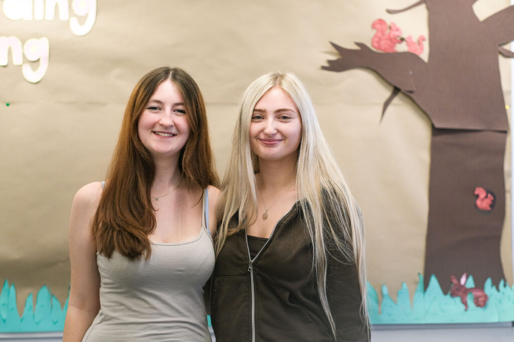Maddie and Paige, T Level Education and Early Years students at Truro and Penwith College.