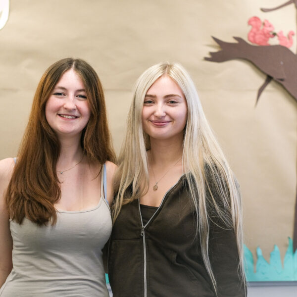Maddie and Paige, T Level Education and Early Years students at Truro and Penwith College.