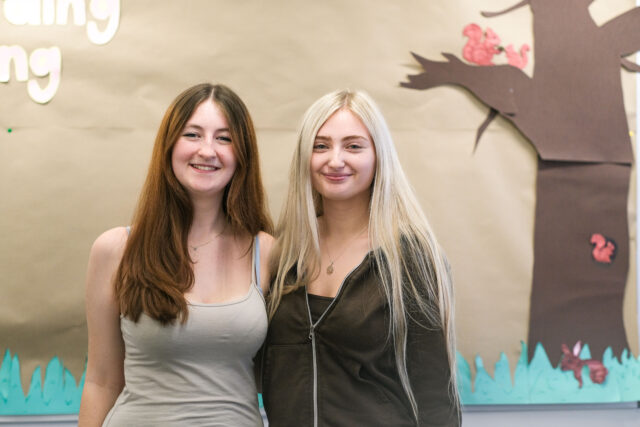 Maddie and Paige, T Level Education and Early Years students at Truro and Penwith College.