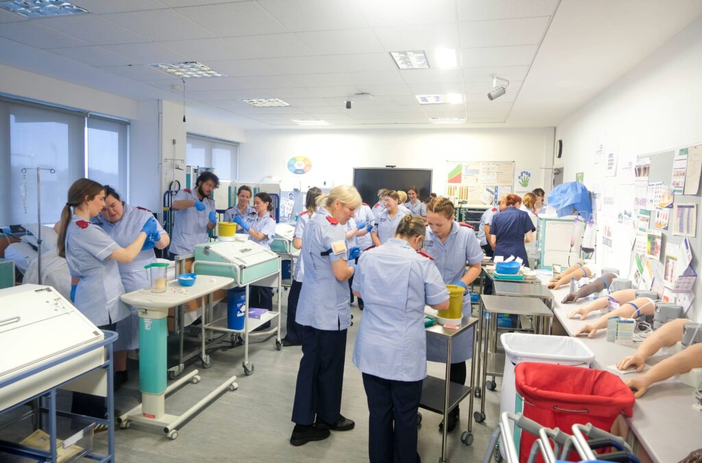 Group of students taking part in a practical observation activity